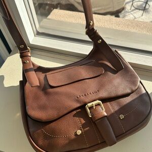 Longchamp Chocolate Leather Shoulder Bag